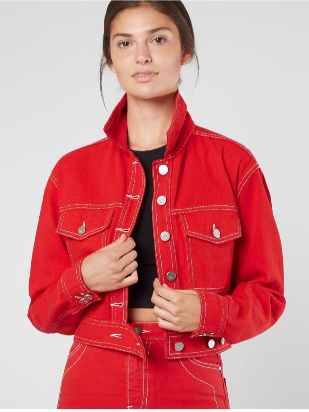 KENDALL + KYLIE Cropped Denim Jacket